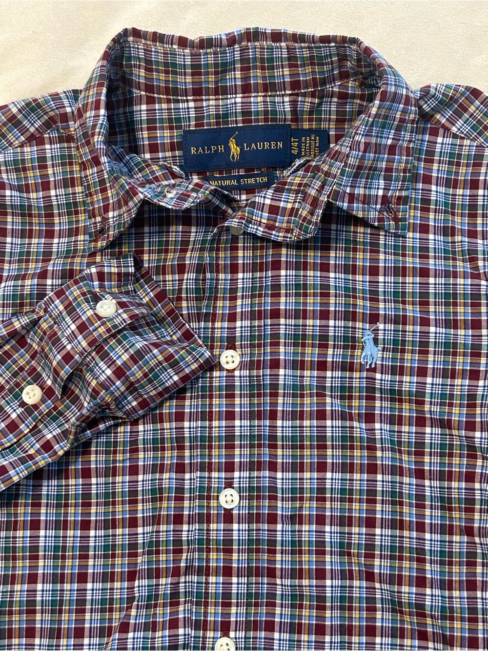 Polo Ralph Lauren Toddler Boys Plaid Button Down Shirt Size 4T Multi Color Pony